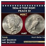 1934-p Peace Dollar TOP POP! $1 ms67 SEGS