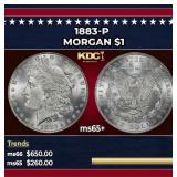 1883-p Morgan Dollar $1 Grades ms65+