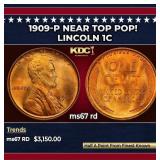 1909-p Lincoln Cent Near Top Pop! 1c ms67 rd SEGS