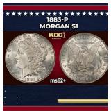 1883-p Morgan Dollar $1 Grades ms62+