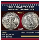 1942-p Walking Liberty Half Dollar Near Top Pop 50