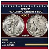 1935-p Walking Liberty Half Dollar 50c ms66+ SEGS