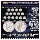 Complete 15 Coin "WWII" 1941-1945 Mercury Dime P,D