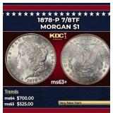 1878-p 7/8tf Morgan Dollar $1 Grades ms63+