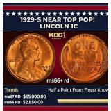 1929-s Lincoln Cent Near Top Pop! 1c ms66+ rd SEGS