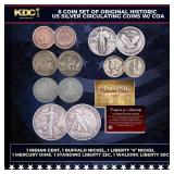 6 Coin Set of Original Historic US Silver Circulat