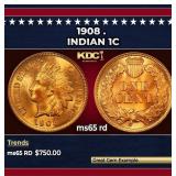 1908 Indian Cent . 1c Grades ms65 rd