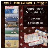 1990-1999 Full Decade Mint Set Run - 128 Coins, 10
