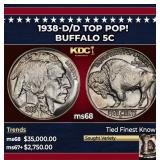 1938-d/d Buffalo Nickel TOP POP! 5c ms68 SEGS