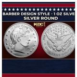Barber Design Style - 1 oz Silver Round Round