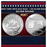 New York Mets MLB Team - 1 oz Silver Round Round