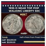 1935-d Walking Liberty Half Dollar Near Top Pop 50