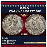 1935-d Walking Liberty Half Dollar 50c ms65+ SEGS
