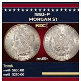 1883-p Morgan Dollar $1 Grades ms65+