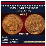 1909 Indian Cent Near Top Pop! 1c ms66+ rd SEGS