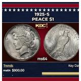 1925-s Peace Dollar $1 Grades ms64