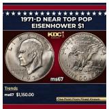 1971-d Eisenhower Dollar Near Top Pop $1 ms67 SEGS