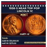 1938-s Lincoln Cent Near Top Pop 1c ms67+ rd SEGS