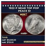 1922-p Peace Dollar Near Top Pop $1 ms66+ SEGS