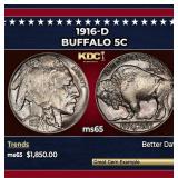 1916-d Buffalo Nickel 5c ms65 SEGS