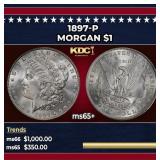 1897-p Morgan Dollar $1 Grades ms65+