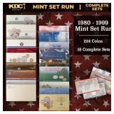 1980-1999 2 Decades Mint Set Run - 224 Coins, 18 C