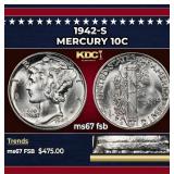 1942-s Mercury Dime 10c ms67 fsb SEGS
