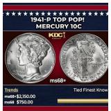 1941-p Mercury Dime TOP POP! 10c ms68+ SEGS