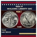 1934-p Walking Liberty Half Dollar 50c Grades ms66