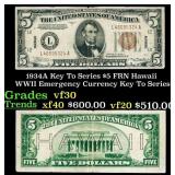 1934A $5 FRN Hawaii WWII Emergency Currency Key To