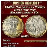 1943-p Walking Liberty Half Dollar Colorfully Tone