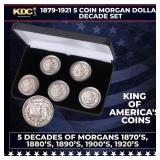 1879-1921 5 Coin Morgan Dollar Decade Set 1 Coin F