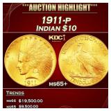 1911-p Gold Indian Eagle $10 ms65+ SEGS