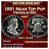 1951 Proof Franklin Half Dollar Near Top Pop 50c p