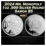 2024 Mr. Monopoly 1oz .999 Silver Round Samoa Roun