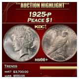 1925-p Peace Dollar $1 ms66+ SEGS