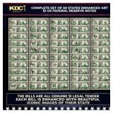 Complete Set of 50 States Enhanced Art $1 US Feder