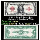 1923 $1 United States Note Grades Choice AU/BU Sli