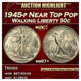 1945-p Walking Liberty Half Dollar Near Top Pop 50