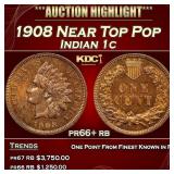 1908 Proof Indian Cent Near Top Pop 1c pr66+ rb SE