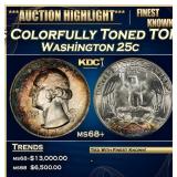 1947-s Washington Quarter Colorfully Toned TOP POP