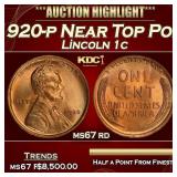 1920-p Lincoln Cent Near Top Pop! 1c ms67 rd SEGS