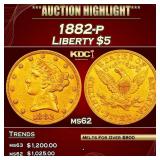 1882-p Gold Liberty Half Eagle $5 ms62 USCG