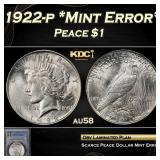 PCGS 1922-p Peace Dollar *Mint Error* $1 au58 PCGS