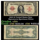 1923 $1 United States Note Grades vf+ Signatures S