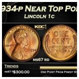 1934-p Lincoln Cent Near Top Pop 1c ms67 rd SEGS