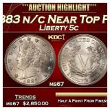 1883 n/c Liberty Nickel Near Top Pop 5c ms67 SEGS