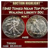 1940 Proof Walking Liberty Half Dollar Toned Near
