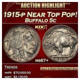 1915-p Buffalo Nickel Near Top Pop! 5c ms67+ SEGS
