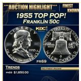 1955 Proof Franklin Half Dollar TOP POP! 50c pr69